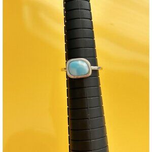 925 Silver Natural Larimar Ring Size 6.75 Artisan Crafted Elegant Gift For Her